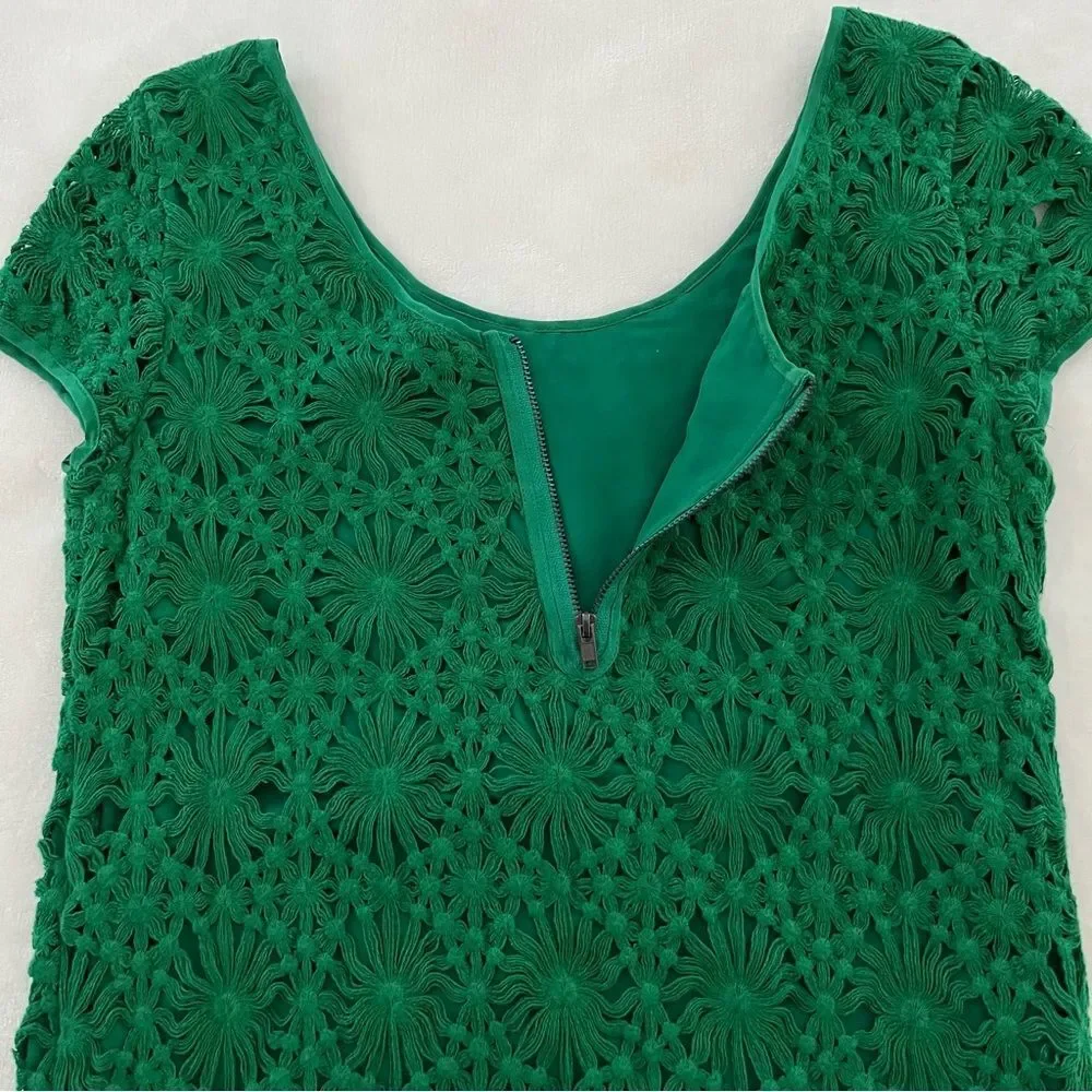 Anthropologie Cluny by Cynthia Steffe Green Crochet Lace Mini Dress, Size 2 NWOT